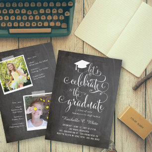 Let's Celebrate The Graduate Chalkboard Grad Party Invitation