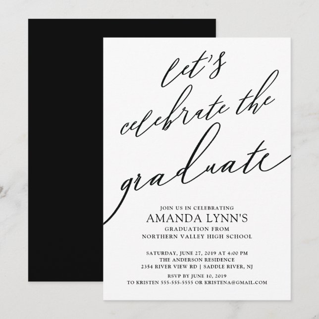 Let's Celebrate the Graduate Graduation Invitation (Front/Back)