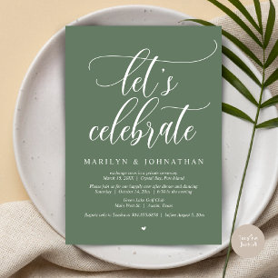 Let's Celebrate Wedding Elopement Dinner Dancing Invitation