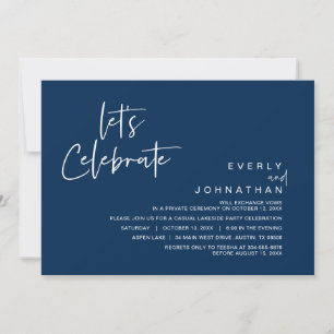 Let's Celebrate, Wedding Elopement Party Invitatio Invitation