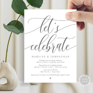 Let's Celebrate Wedding Elopement Party, Navy Blue Invitation