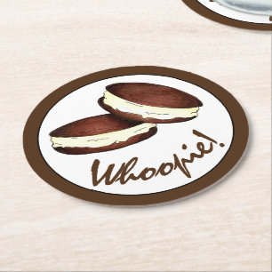 Let's Celebrate! Whoopie Pies Birthday Party Round Paper Coaster