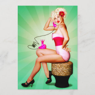 Let's Chat Retro Pin-Up Party Invitation