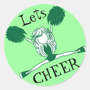 Lets Cheer Green Cheerleader Classic Round Sticker