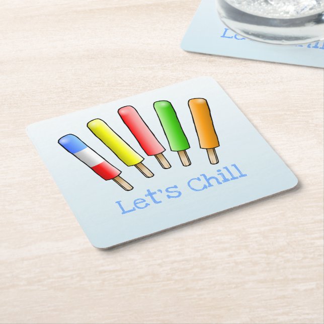Let's Chill Birthday Square Paper Coaster (Angled)