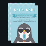 Let's Chill Cute Penguin Kids Birthday Invitation<br><div class="desc">Celebrate your kid's special day Let's Chill Cute Penguin Kids Birthday design. This design features a cute Penguin in sunglasses holding a popsicle. You can customize this further by clicking on the "PERSONALIZE" button. Matching Items in our shop for a complete party theme. For further questions please contact us at...</div>