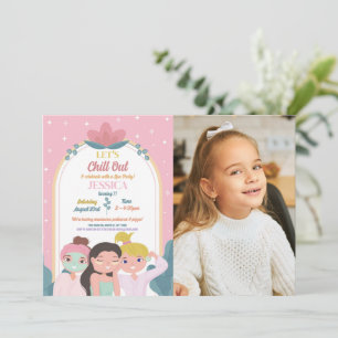 Let's Chill Out Spa Birthday Party Manicure Photo Invitation