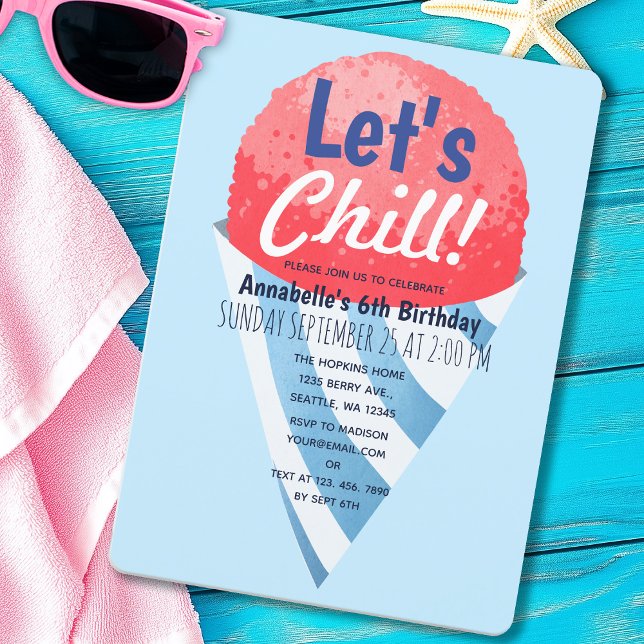 Let's Chill Snow Cone Kids Birthday Invitation (Creator Uploaded)