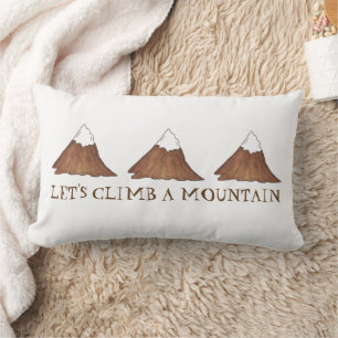 Let's Climb a Mountain Climbing Snow Capped Peaks Lumbar Pillow