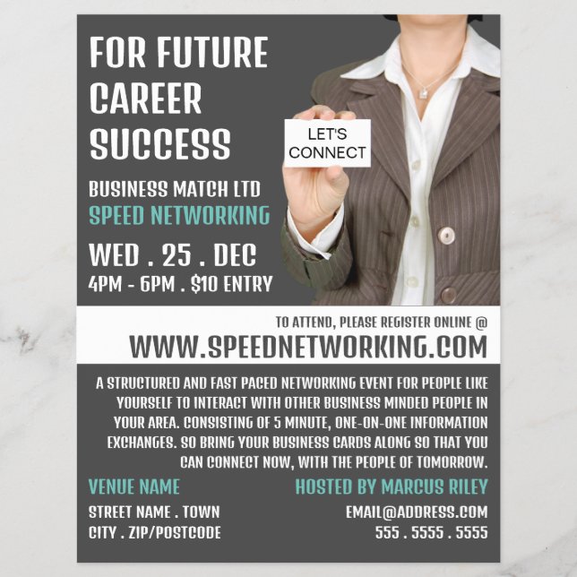 Let's Connect, Speed Networking Event Advertising Flyer (Front)