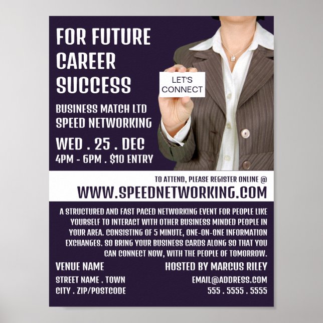 Let's Connect, Speed Networking Event Advertising Poster (Front)