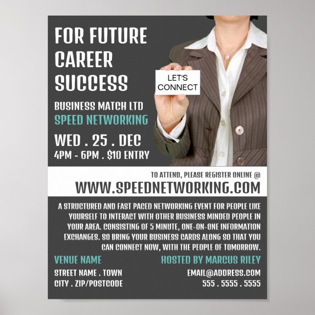 Let's Connect, Speed Networking Event Advertising Poster (Front)