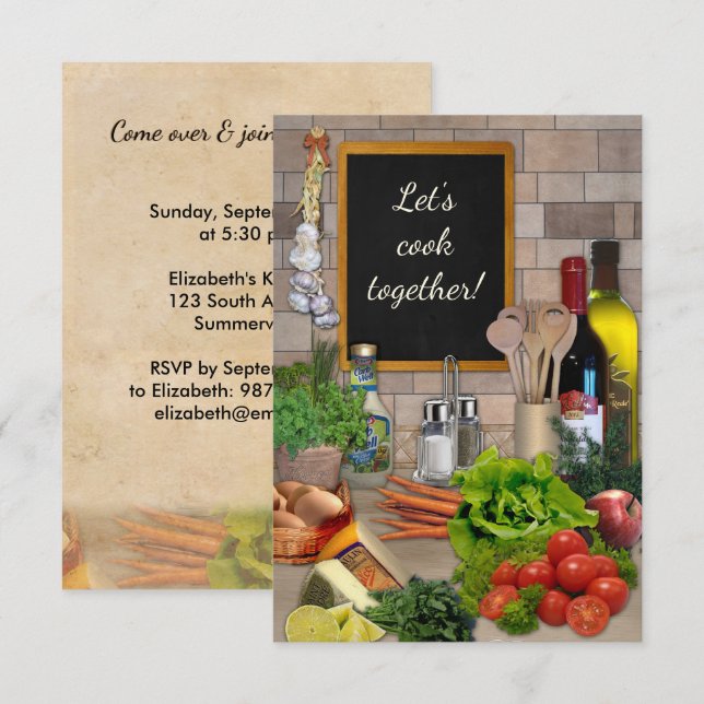Let's Cook Together! Invitation (Front/Back)