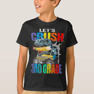 Let's Crush 3rd Grade Monster Truck Dinosaur Boys T-Shirt