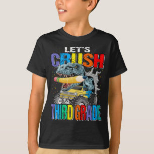 Let's Crush Third Grade Monster Truck Dinosaur Boy T-Shirt
