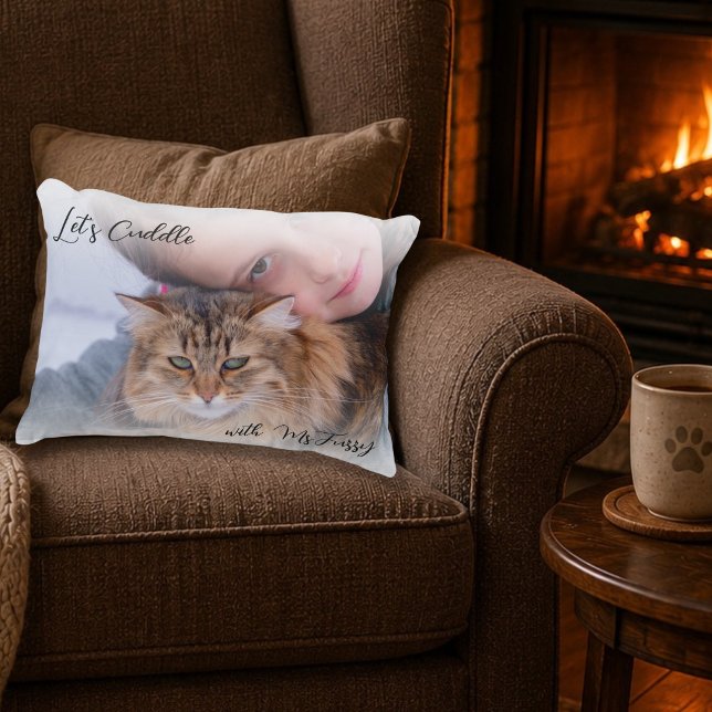 Let's Cuddle Pet Photo Christmas Gift Accent Pillow (Creator Uploaded)