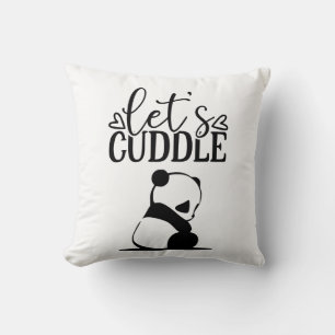 Let's cuddle quoted panda printed  throw pillow