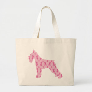 Lets Cure Cancer Ribbon Schnauzer Large Tote Bag