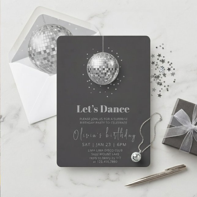 Let's Dance Disco Ball Birthday Invitation (Creator Uploaded)