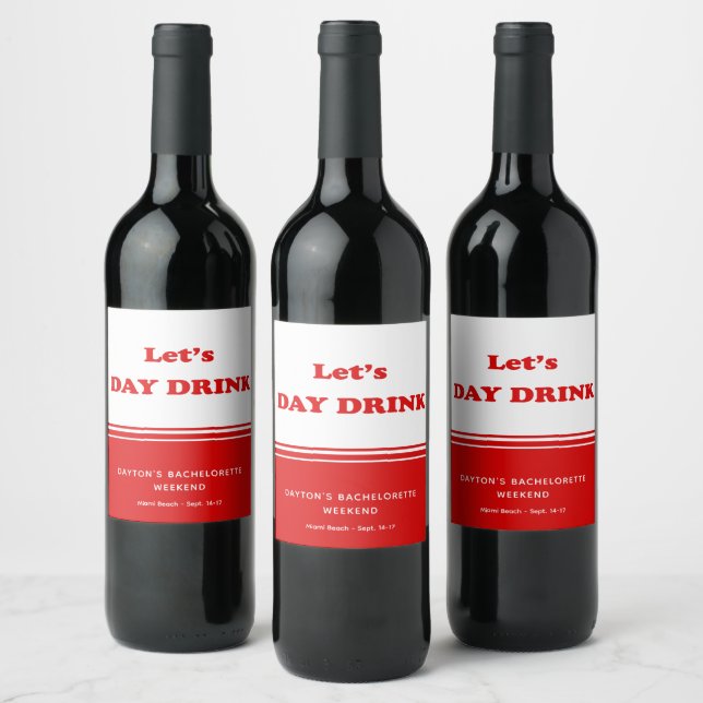 Let's Day Drink - Funny Drinking Quote Wine Label (Bottles)