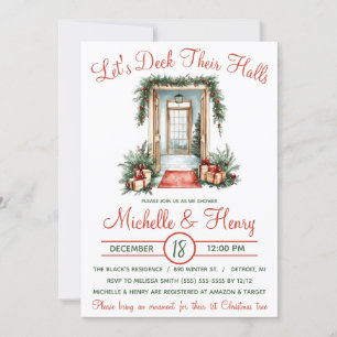 Let's Deck Their Halls, Holiday Bridal Shower Invitation