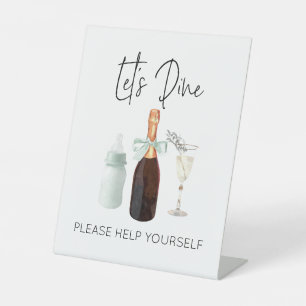 Lets Dine Food Sign for Baby Shower Green