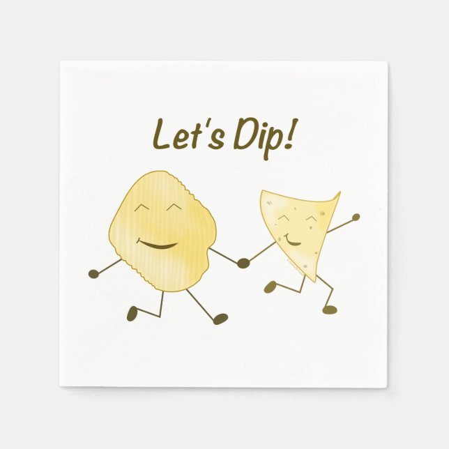 Let's Dip! (Cartoon Potato & Tortilla Chip) Napkin (Front)