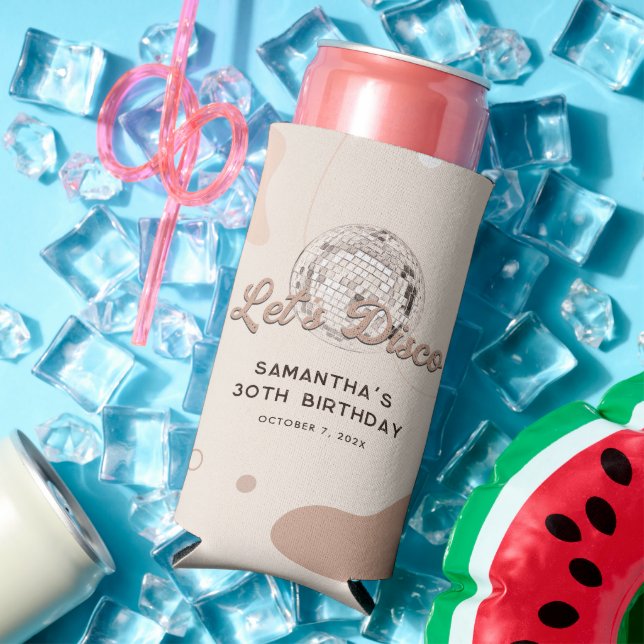 Lets Disco 30th Birthday Retro Groovy 70s Custom Seltzer Can Cooler (In Situ Summer)