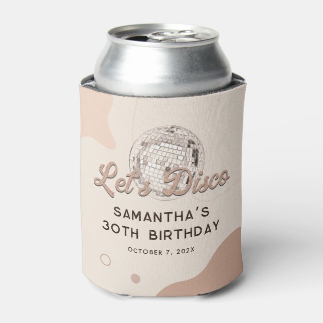 Lets Disco 30th Birthday Retro Groovy Party Can Cooler (Can Front)