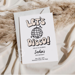 Let's Disco Birthday White Party Invitation