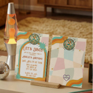 Let's Disco, Retro Birthday  Invitation