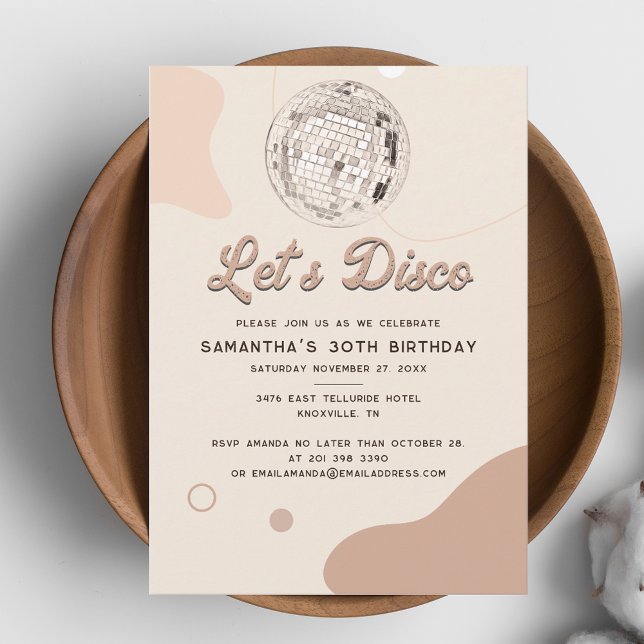 Lets Disco Retro Groovy 30th Birthday Party Invitation (Retro Grovy Disco 30th Birthday Party Invitations)