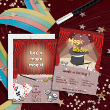 Let's Do Magic Kids 7th Birthday Party Invitation 