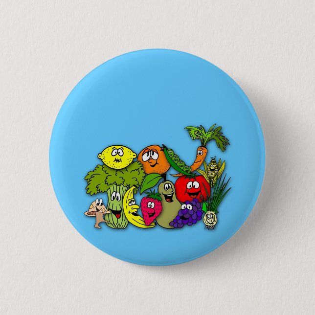 let's do the fruits 'n veggie dance 2 inch round button (Front)