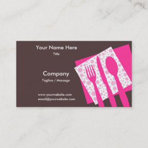 Let's Eat Business Card In Pink