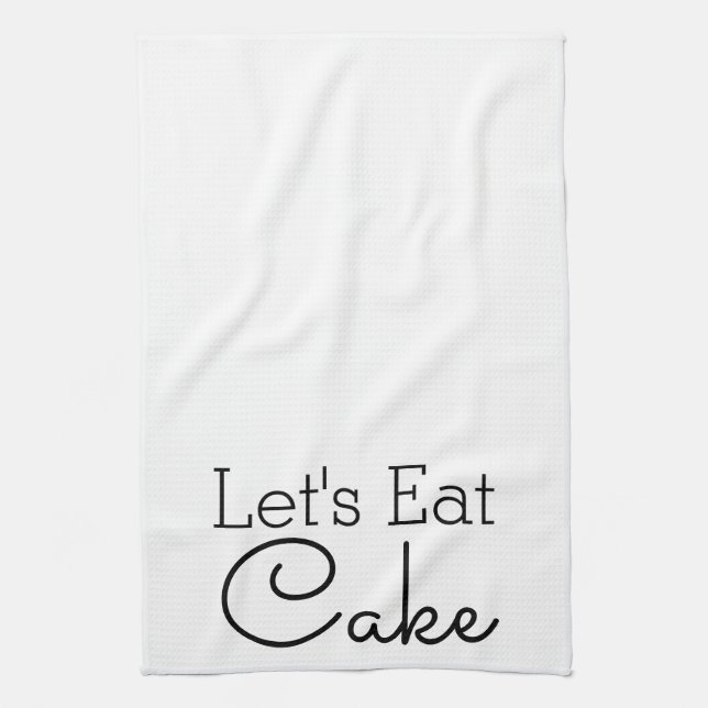 Let's Eat Cake Script Kitchen Towel (Vertical)