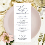 Let's Eat Chic Script Wedding Menu Card For Plate<br><div class="desc">A simple chic calligraphy wedding menu card. I do offer a free customisation service, if you have any questions or special requests, please feel free to contact me.</div>