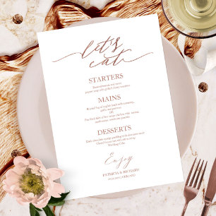 Let's Eat Chic Script Wedding Menu Card For Plate