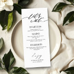 Let's Eat Chic Script Wedding Menu Card For Plate<br><div class="desc">A simple chic calligraphy wedding menu card. I do offer a free customisation service, if you have any questions or special requests, please feel free to contact me.</div>