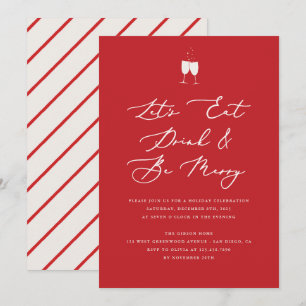 Let's Eat Drink and Be Merry Holiday Party Invitation