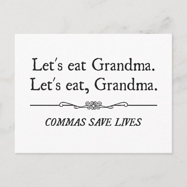 Let's Eat Grandma Commas Save Lives Postcard (Front)