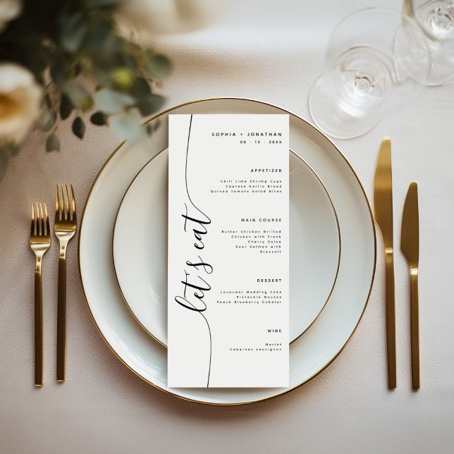 Let's Eat Vertical Script Elegant Wedding Menu (Creator Uploaded)