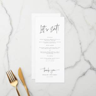Let's Eat Whimsical Calligraphy Modern Wedding Menu