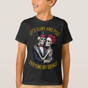 Let's elope wife engagement fiancé couple husband T-Shirt