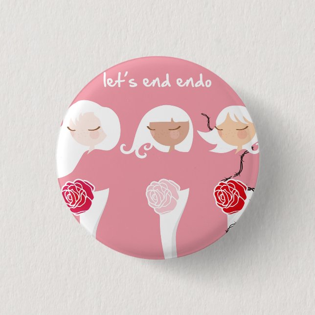 Let's End Endo 1 Inch Round Button (Front)