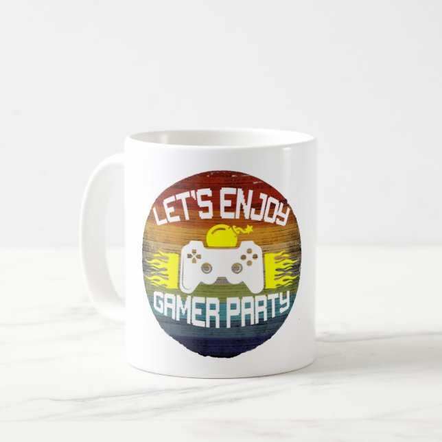 LET'S ENJOY GAMER PARTY - GAMING NERD COFFEE MUG (Front Left)