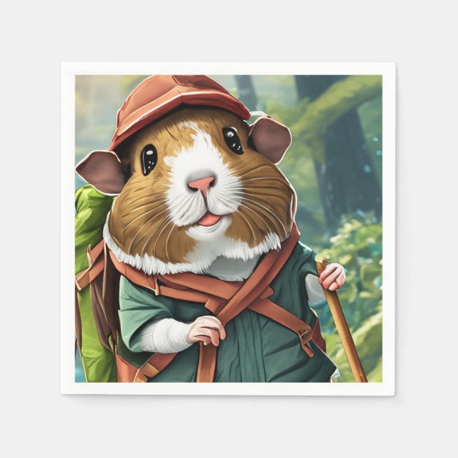Let's Explore! Outdoor Guinea Pig Hiker Napkin (Front)