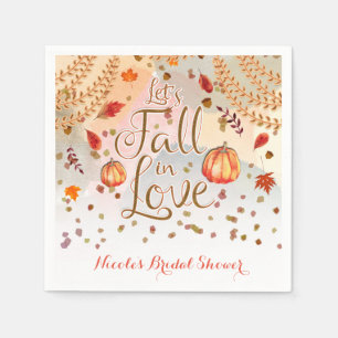 Let's Fall in Love Bridal Shower Autumn Leaves Napkin