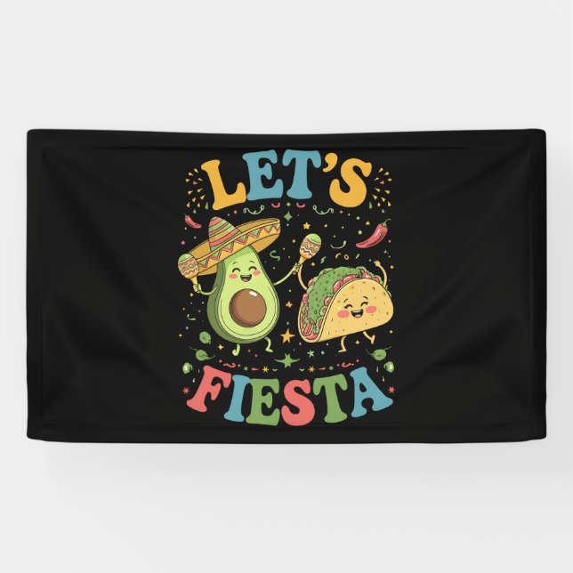 Let's Fiesta Avocado And Tacos Cinco De Mayo Banner (Horizontal)