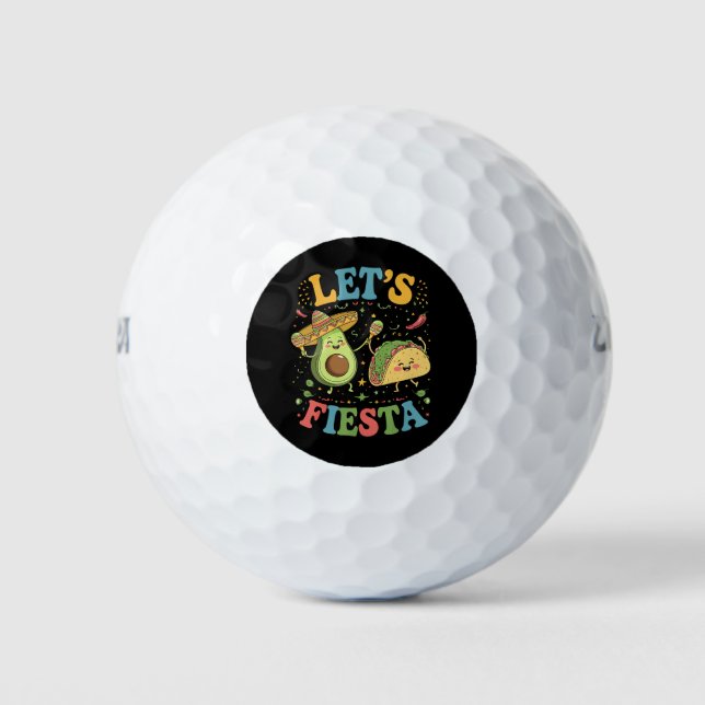 Let's Fiesta Avocado And Tacos Cinco De Mayo Golf Balls (Front)